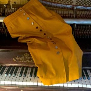 ANTHROPOLOGIE LEATHER SKIRT size 6 saffron lamb leather button up rich midi